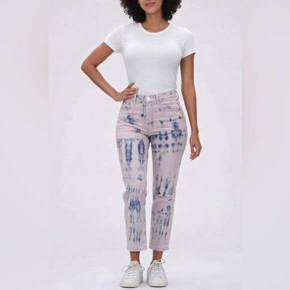 GAP Denim - GAP cheekystyle highrise straight tiedye pink purple ivory size 10